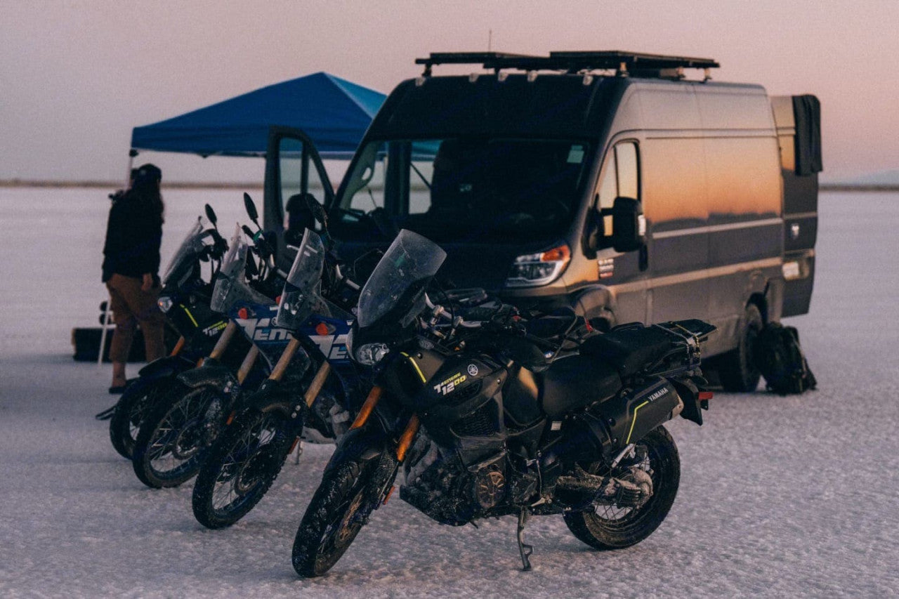 sombra rv camper van rental in yellow stone billings montana in snoe with motorbikes for outdoor adventure