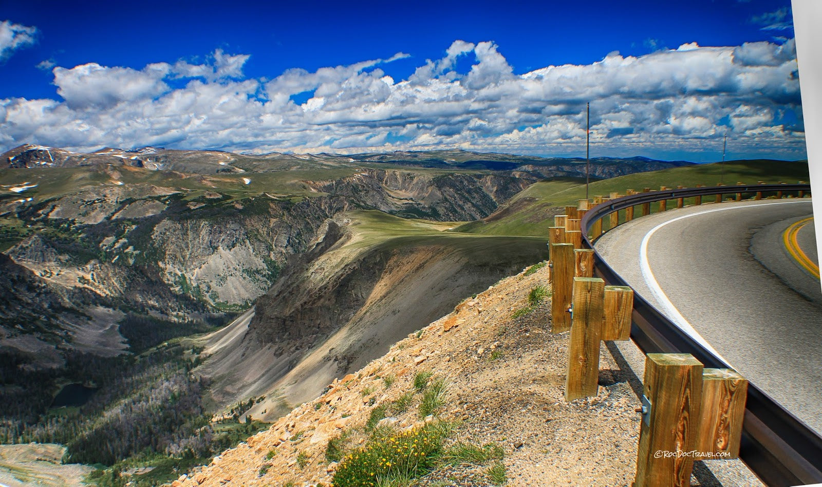 scenic drivee on a highway wiith rv camper van rental in yellowstone billings montana