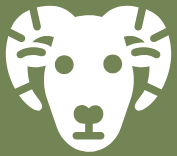 Icon of a ram's head with curved horns on a green background.