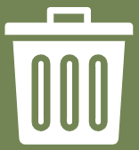 Icon of a trash bin with a handle on a green background.