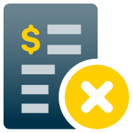 Billing document icon with a yellow X.