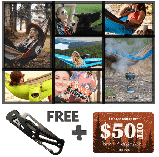 Madera Outdoor Funnel Builder Products Ambassador Only Offer: Hammock + Pocket Knife + $50 Gift Card madera outdoor hammock companies that plant trees best camping hammocks cheap camping hammocks cheap hammocks cheap backpacking hammocks