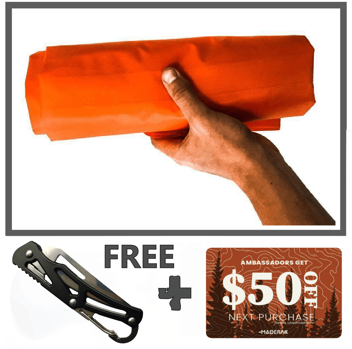 Ambassador Only Offer: Backpacking Sleeping Pad + Pocket Knife + $50 Gift Card